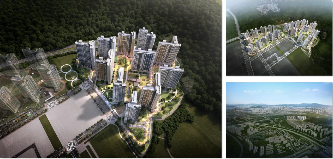 오산 내삼미동 북오산자이 드포레 단지 항공 조감도 세트